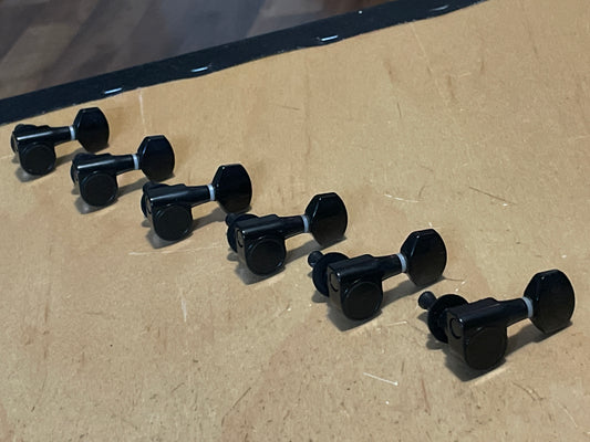 90's Era Ibanez RG & S Series Guitar Dual Pin Black Tuners Tuning Pegs 6 In Line